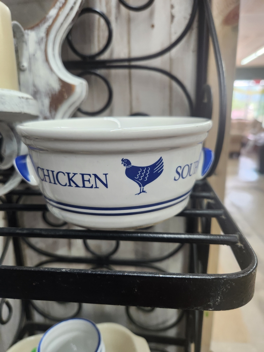 Chicken Soup Ceramic Serving Bowl - Blue and White